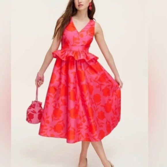 Kate Spade x Target Classic Rose Peplum Midi Dress - Size 10 - Picture 4 of 9